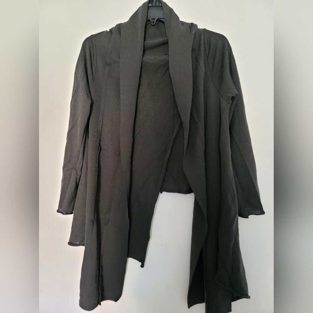 Crea Concept Cardigan Gray Art To WearMerino Wool Asymmetrical Open Size Large